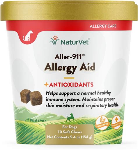 NaturVet ALLER-911 Allergy Aid Skin Coat Anti-Lick Dog and Cat Paw