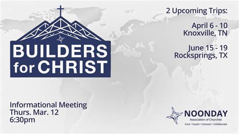 Builders For Christ Meeting Noonday Association Of Churches