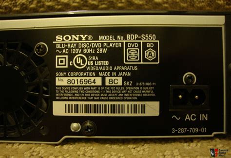 Sony BDP S550 Blu Ray DVD Player Made In Japan Photo 283384 US Audio