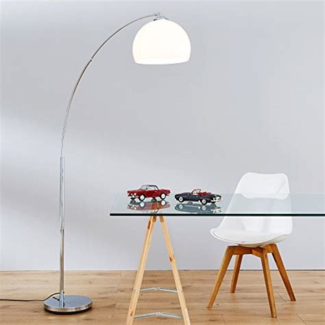 Lampe à arc moderne en chrome avec abat jour en plastique H 166 cm 1x