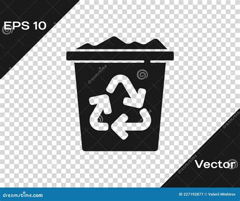 Black Recycle Bin With Recycle Symbol Icon Isolated On Transparent