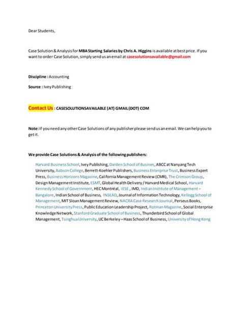 case solution  mba starting salaries docx