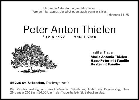 Traueranzeigen Von Peter Anton Thielen Rz Trauer De