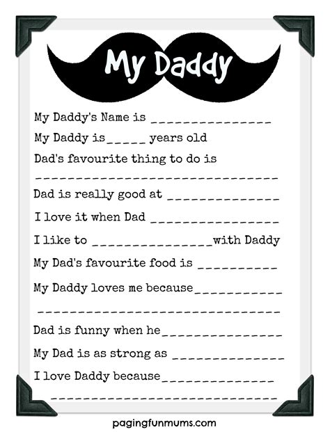 Printable Fathers Day Questionaire Printable Word Searches