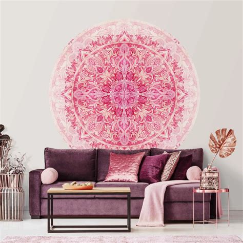 Mustertapete Rund Mandala Aquarell Ornament Muster Pink Kaufen In 2021