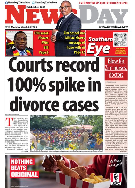 NewsDay Zimbabwe On Twitter Just Published Front Page Of The