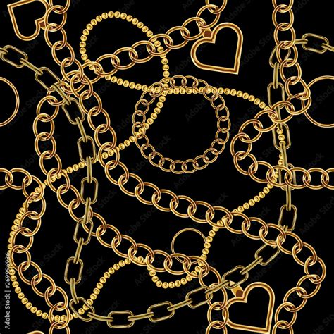 Cute gold chain texture seamless. Flat and solid color vector ...