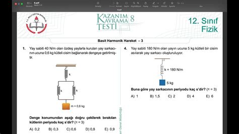 Sinif F Z K Meb Kazanim Kavrama Test Z M Youtube