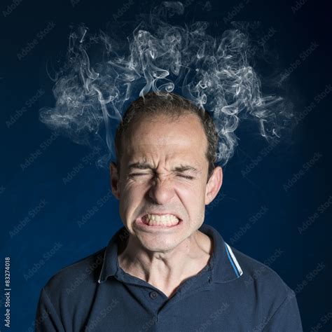 Hombre Estresado Con Humo En La Cabeza Stock Photo Adobe Stock