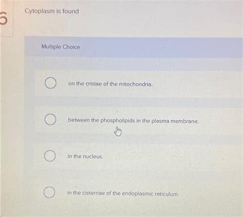 Solved Cytoplasm is foundMultiple Choiceon the cristae of | Chegg.com