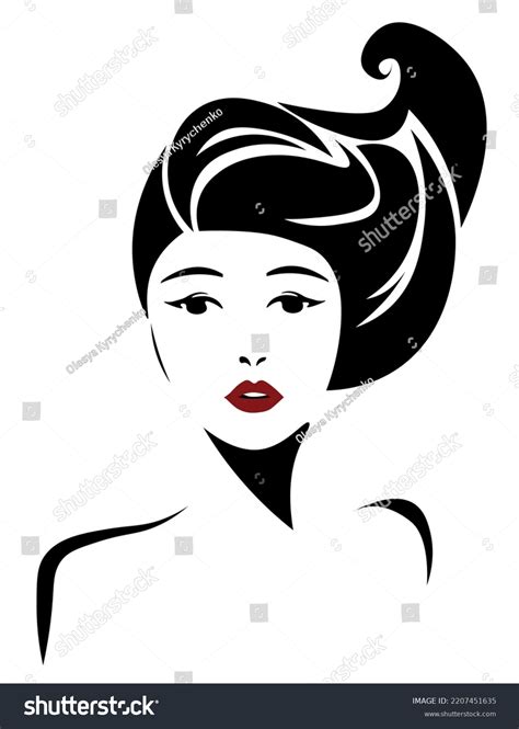 Beautiful Woman Face Red Lips Lush Stock Vector Royalty Free