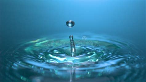 High Speed Shooting Close Up Water Droplets Falling Rippling