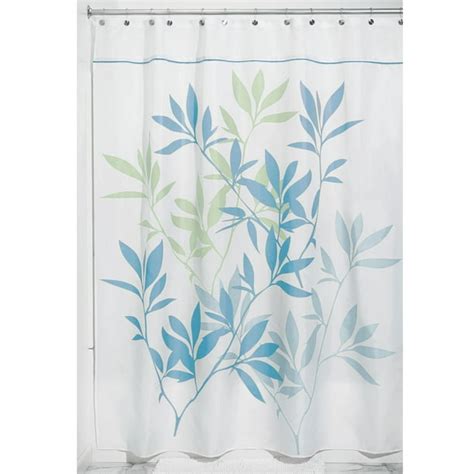 Interdesign Leaves Fabric Shower Curtain Standard 72 X 72 Soft Blue Green