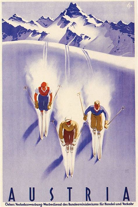 Vintage Austria Skiingtravel Art Deco Design Poster A1a2a3a4 Sizes