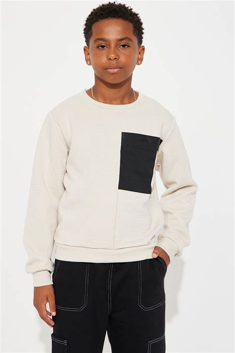 Mini Pick And Chose Textured Long Sleeve Top - Tan | Fashion Nova