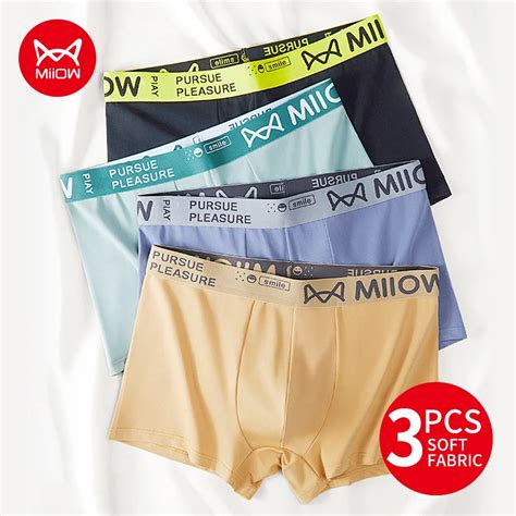 Miiow 3pcs Cotton Man Underwear Boxer Men Graphene Antibacterial Soft