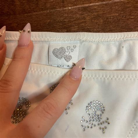 WHITE VINTAGE BIKINI WITH BEDAZZLED Depop