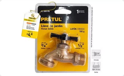 Llave De Chorro Para Jardín 1 2x3 4 Blister Pretul 23145 MercadoLibre