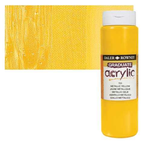 Daler Rowney Graduate Acrylics Metallic Yellow 500 Ml Bottle BLICK