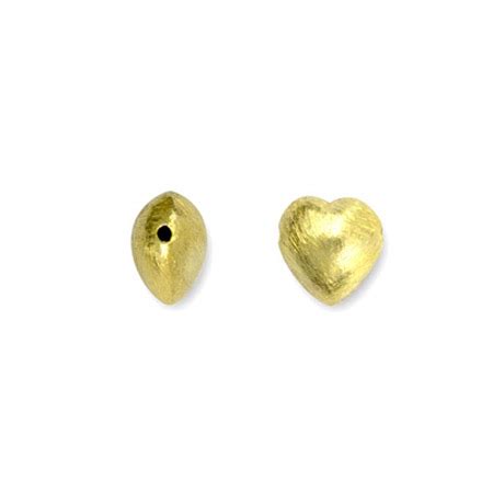 Indian Brushed Gold Plated Sterling Silver Heart Bead Ss