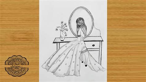 Easy Way To Draw A Girl Sitting In Front Of A Mirror How To Draw A