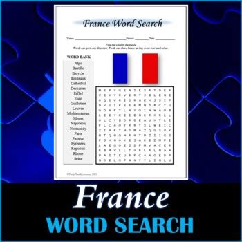 All About France Word Search Puzzle By TechCheck Lessons TPT