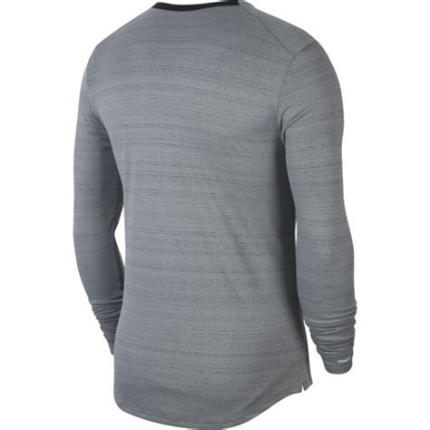 Nike Mens Miler Long Sleeve Top Smoke Grey Reflective Silver