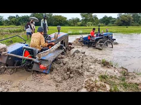 Eicher 480 Stuck In Deep Mud Rescued By Another Eicher Tractor Tractor