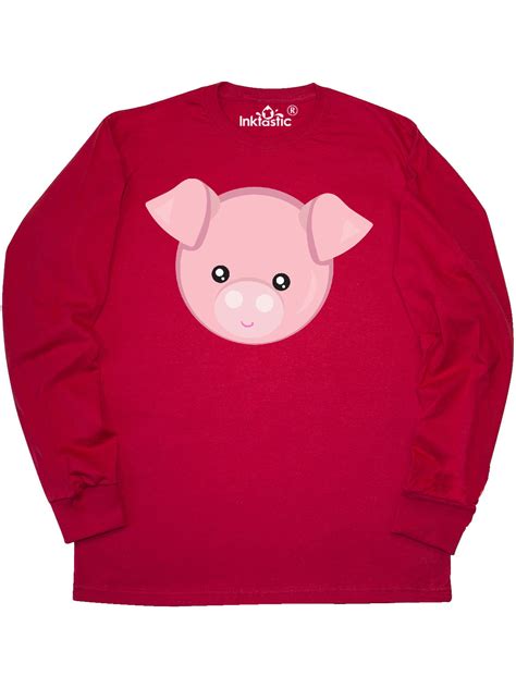 INKtastic - Cute Pig, Little Pig, Pig Head, Pink Pig Long Sleeve T ...