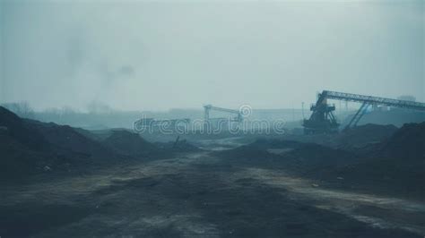 Coal Mining Industrial Landscape Heavy Pollution Smoke Dust Ruined