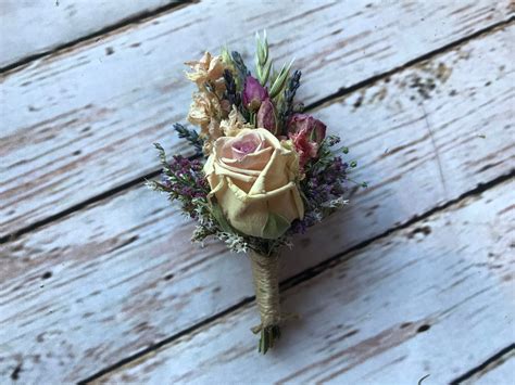 Dried Flower Buttonholes Made From Preserved Roses Natural Etsy Uk