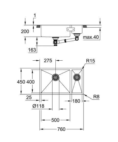 Zlewozmywak K700 Ze Stali Szlachetnej 76x45 Cm 31575SD1 Grohe