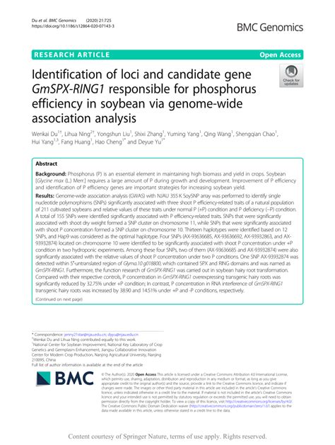 Pdf Identification Of Loci And Candidate Gene Gmspx Ring Responsible