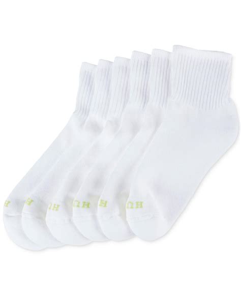 Hue Cotton Womens Mini Crew 6 Pack Socks In White Lyst