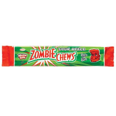 Zombie Chews Sour Apple Flavoured Bar Gluten Free 28g The Lolly Barn