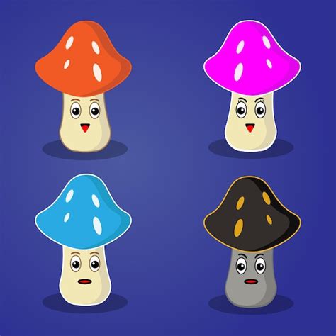 Premium Vector Set Of Cute Mushroom Doodle Cartoon Characters