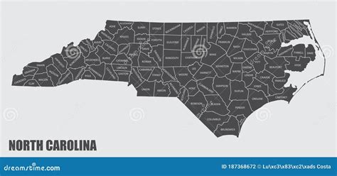 North Carolina County Map Stock Illustration Illustration Of