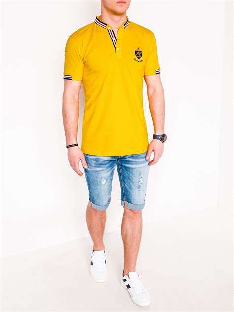 Men S Printed Polo Shirt S849 Yellow Modone Wholesale Clothing For Men