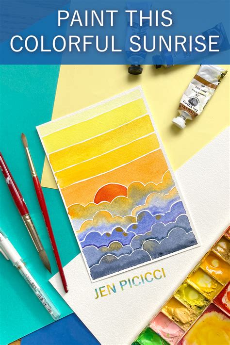 How to Paint a Colorful Watercolor Sunrise - Jen Picicci