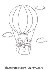 Fun Easy Hot Air Balloon Coloring Stock Illustration 2260553333 Shutterstock