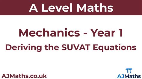 A Level Maths Mechanics Year 1 Deriving The Suvat Equations Youtube