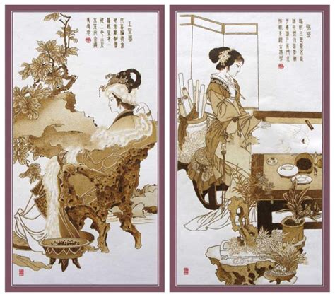 红楼梦金陵十二钗丝绢烙画作品工艺品中国古风图片大全古风家