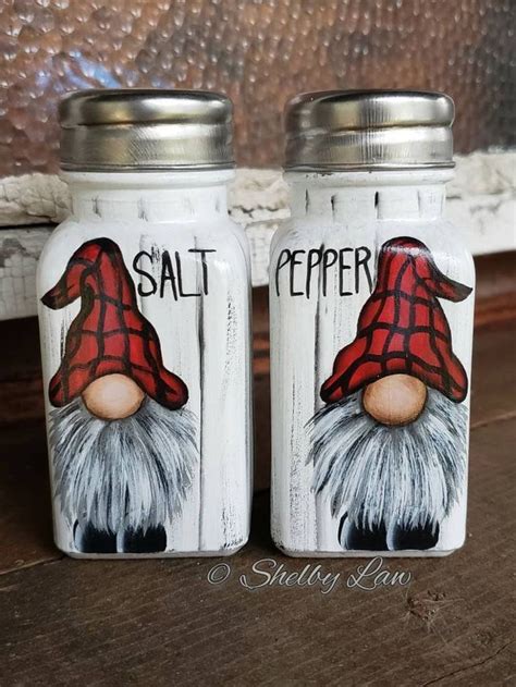 Gnome Salt And Pepper Shakers Hand Painted Gnomes Etsy Canada