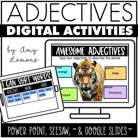 Digital Activities For ADJECTIVES Seesaw Google Slides PowerPoint