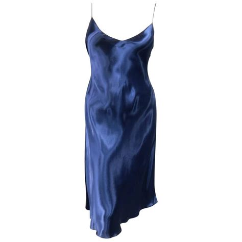 Ralph Lauren Collection Size M Blue Silk Satin Spaghetti Strap Slip