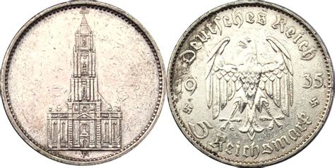 3 Reich 5 Mark 1935 F Garnisonskirche Ohne Datum Ss Kl Rdf MA Shops