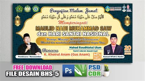 Tutorial Desain Banner Hari Santri Dan Maulid Nabi 2022 Free Download Template Cdr Psd Youtube