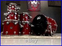 DW Collectors Maple Cherry Stain Lacquer 6pc Maple Drum Set Used Drum