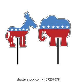 Donkey Elephant Symbols Political Parties America Stock Illustration ...