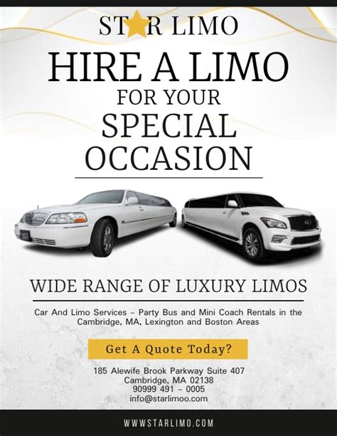 White Limo Service Flyer Template Postermywall